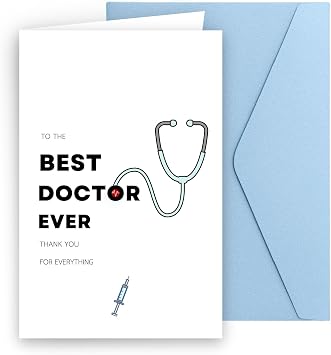 Doctor Appreciation Gifts Card for Doctors Day - Best Doctor Ever Thank You Greeting for Male Female Physician - Gift for Doctor Includes Blue Envelope & Seal USDCT1C1B