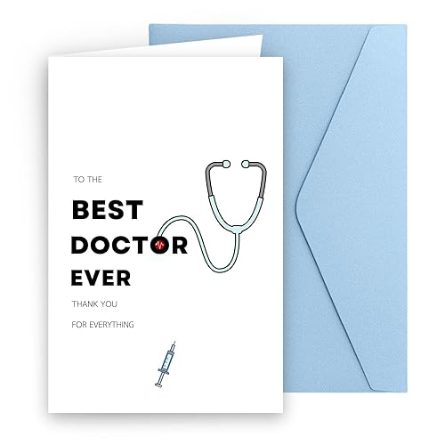 JYfeel Doctor Appreciation Gifts Card for Doctors Day - Best Doctor Ever Thank You Greeting for Male Female Physician - Gift for Doctor Includes Blue Envelope & Seal USDCT1C1B
