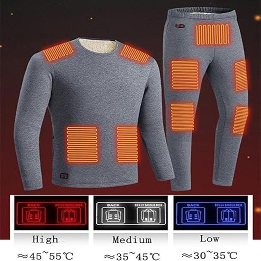 Heated Thermal Underwear Set for Men Women, Men's USB Charging Heated Trousers and Top, Thermal Clothes 42 Heating Zones