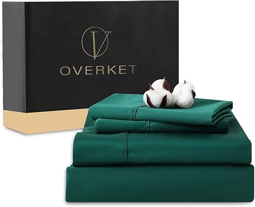 Miniatura 21 de Juego de sábanas 100% de algodón egipcio, 4 piezas, tejido satinado de 1000 hilos, suave, transpirable, bolsillo profundo de 16 pulgadas (California