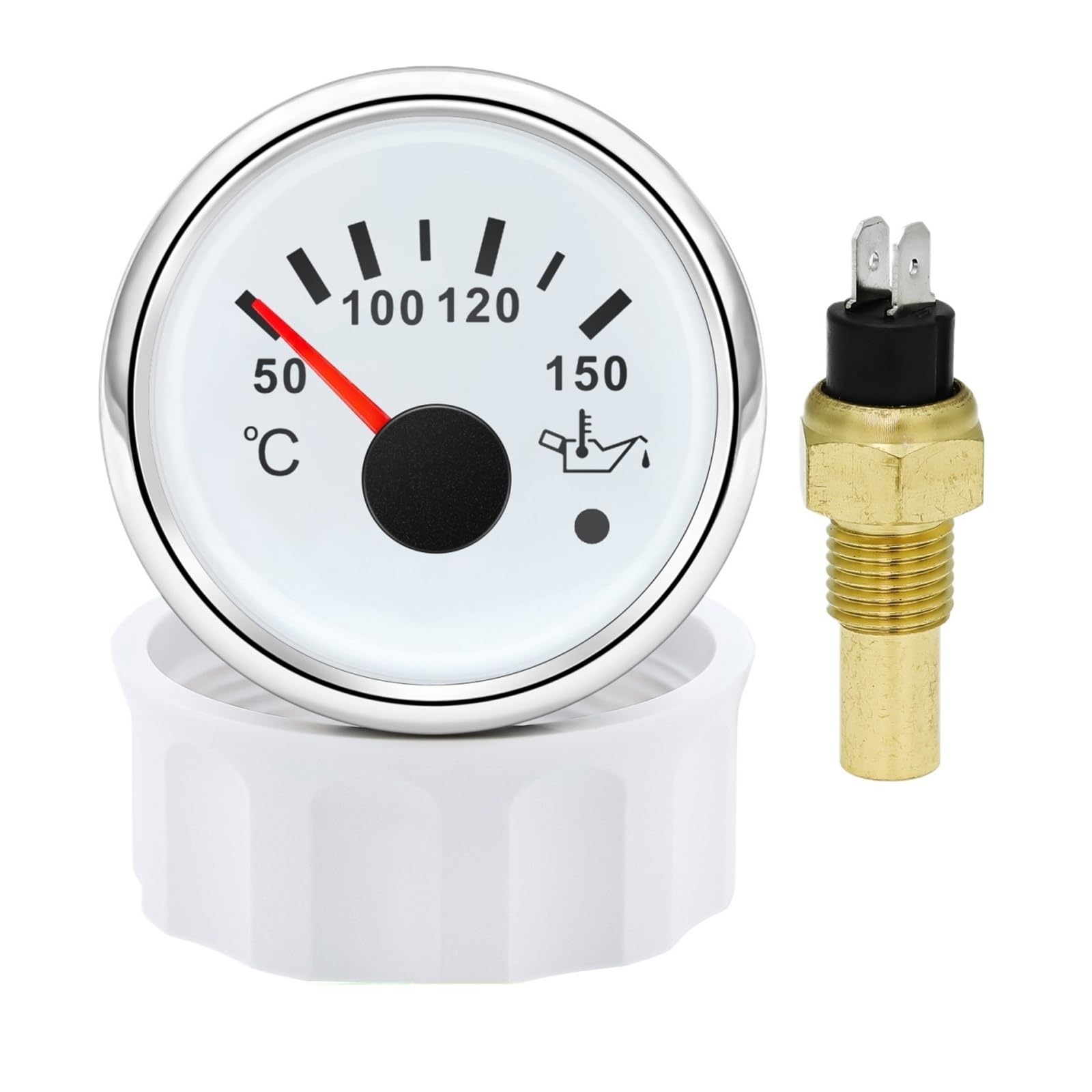50~150 ℃ 52mm Öl Temperatur Gauge + Sensor Mit Alarm Rot Licht Öl Temp Meter Anzeige for Boot Auto 12V 24V Klare Messwerte(WS M14X1.5)