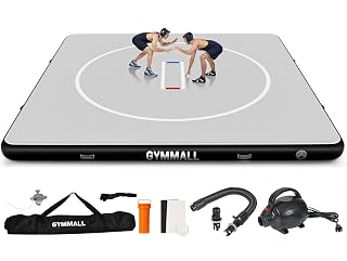 GYMMALL Inflatable Wrestling Mat 10FT - 4" Thick Foldable Jiu Jitsu BJJ MMA Mat, Waterproof PVC for Home Gym Outdoor Training