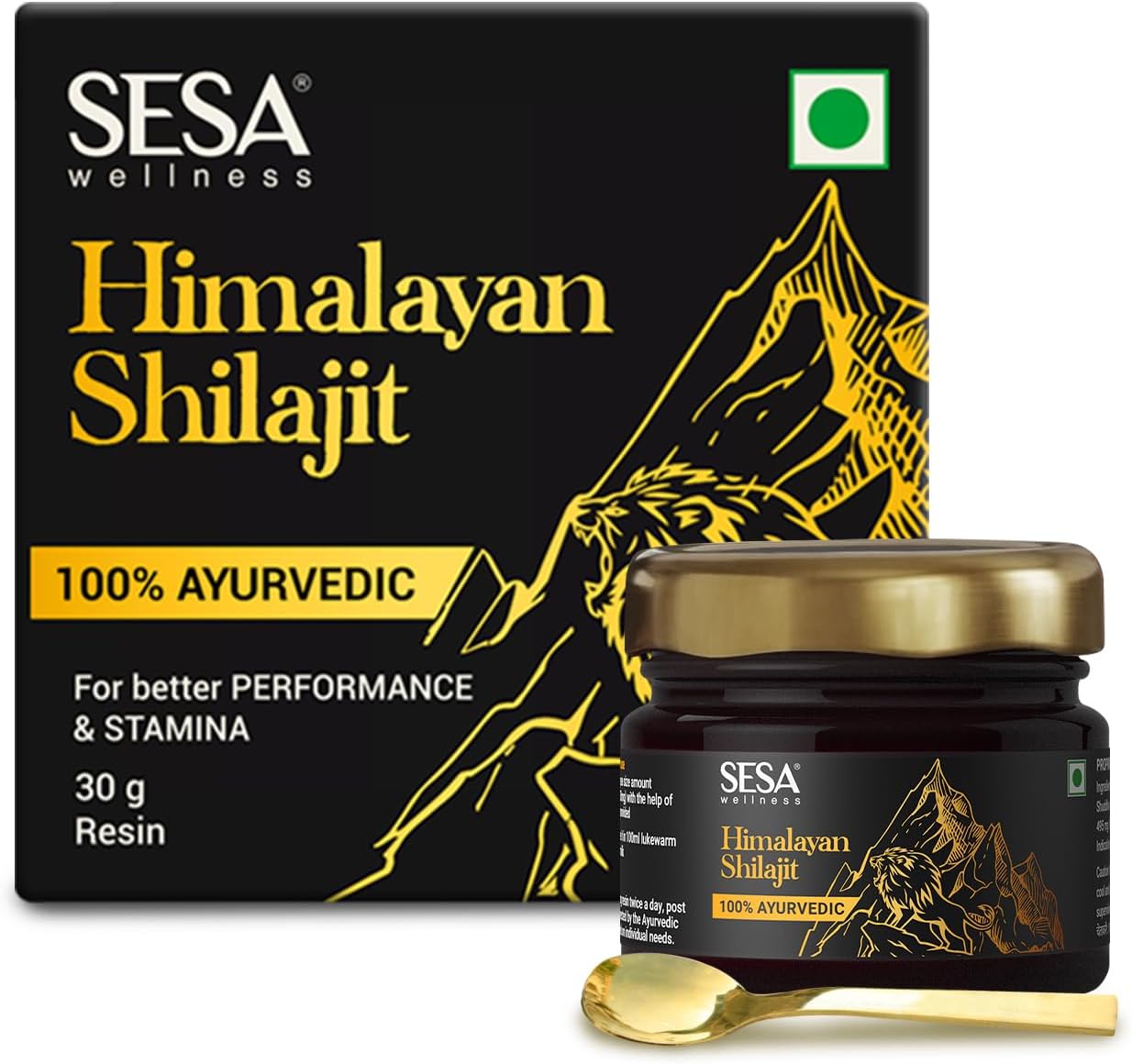 SESA Himalayan Shilajit Original 30 g Shilajeet Resin -100% Ayurvedic Helps boost Strength, Endurance & Immunity with 70%+ Fulvic Acid (Contains Lab Certificate), 30 g