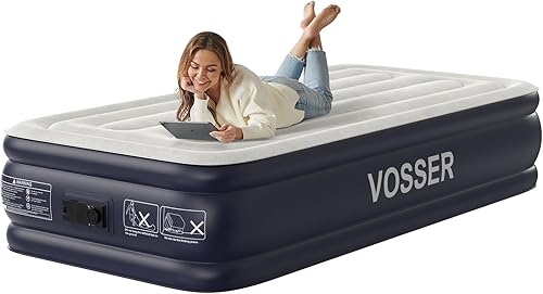 Colchón de aire individual XL con bomba elevada incorporada, 80 pulgadas de largo, colchón inflable mejorado de 18 pulgadas, colchón inflable auto