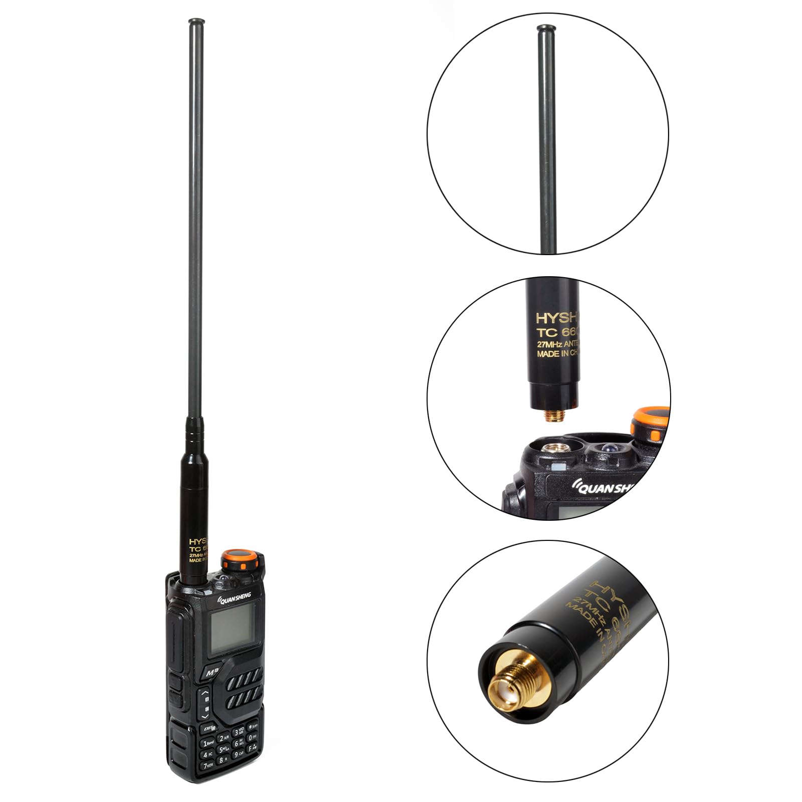Antena telescópica para Radio de 27 MHz, Conector SMA-F, Antena de Mano para Radio, Compatible con walkie-talkies Baofeng UV-5R Quansheng UV-K5 y radios bidireccionales (SMA-F)