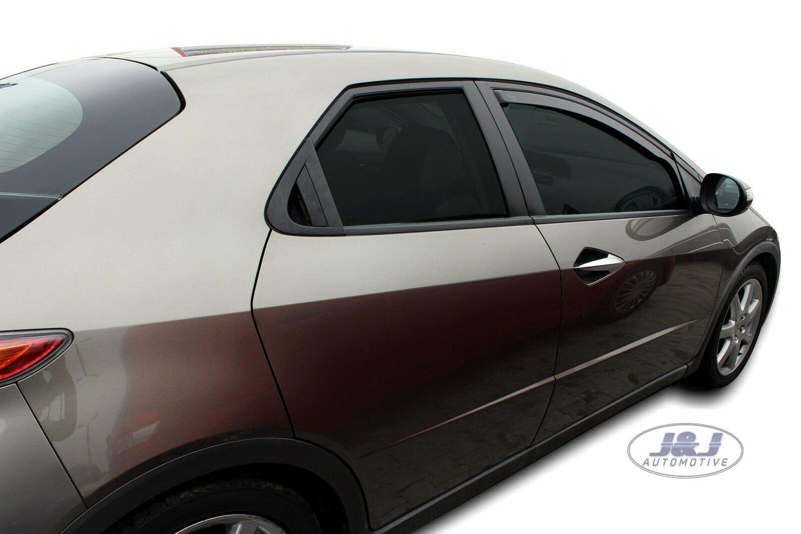 J&J AUTOMOTIVE Windabweiser passend für Honda Civic 5-Türer Schrägheck 2006-2012 2tlg, Heko Regenabweiser Vorne Getönt Dunkel Passform