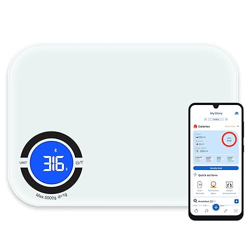 NextLevelFit - Báscula de cocina inteligente - Báscula digital de alimentos de gramos y onzas con calculadora nutricional para pérdida de peso,