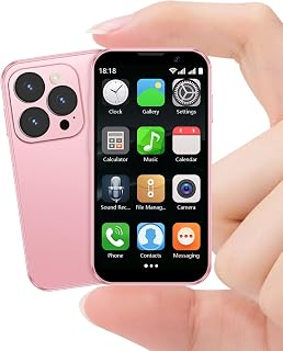 Mini Smartphone Desbloqueado,2GB ROM 16GB RAM,Dual SIM 5MP cámara,Teléfono Celular de Bolsillo, Mini Celular para niños GPS Face ID WiFi-Rosa | MINI PHONE
