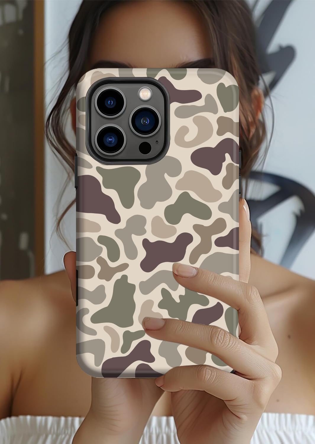 for iPhone 15 Case,Retro camo Design,Dual Layer Soft TPU Hard PC Bumper Case Design - Image 4