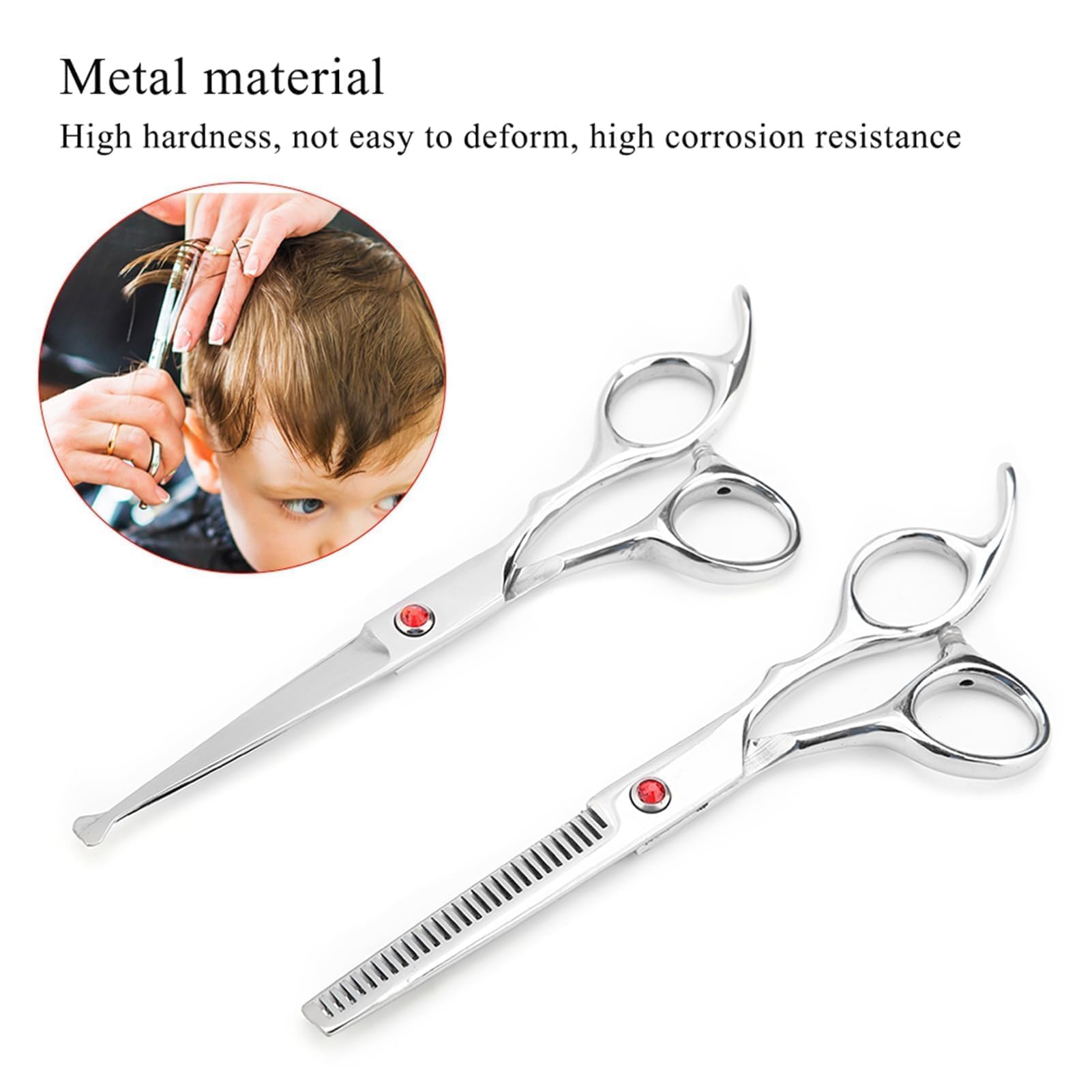 Professionelles Haarschneiden Ausdünnende Schere Set Runde Kopfschere Baby Friseur Schere Set Für Baby Kinder(rot)
