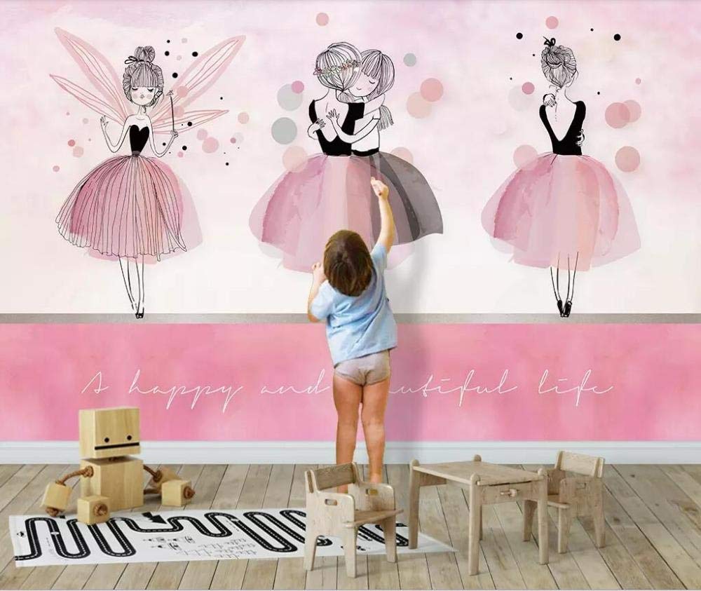 Papier peint 3D fille de ballet rose pour agrandir un mur de chambre