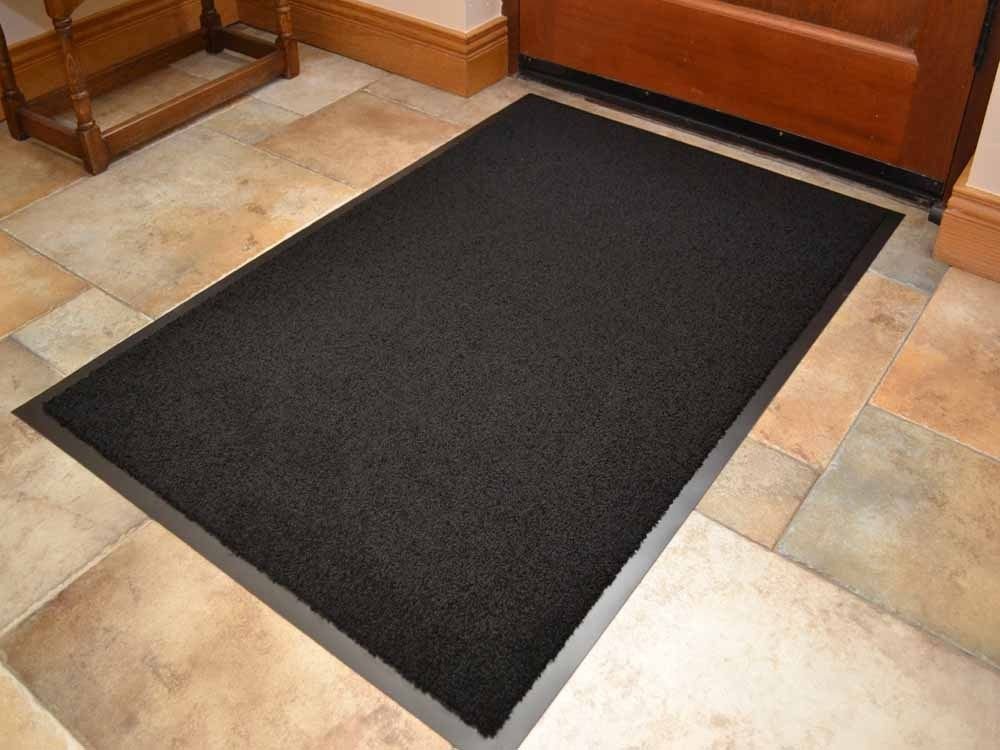 Rugs Supermarket Machine Washable Black Heavy Quality Non Slip Hard Wearing Barrier Mat. (90cm x 150cm)