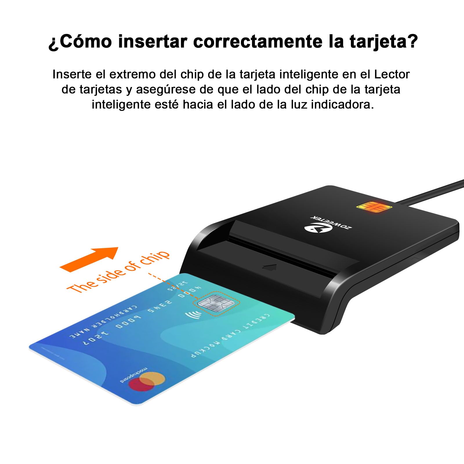 ZOWEETEK Lector dnie electrónico, Lector dni, Compatible con Todas Las Tarjetas de DNI con USB.