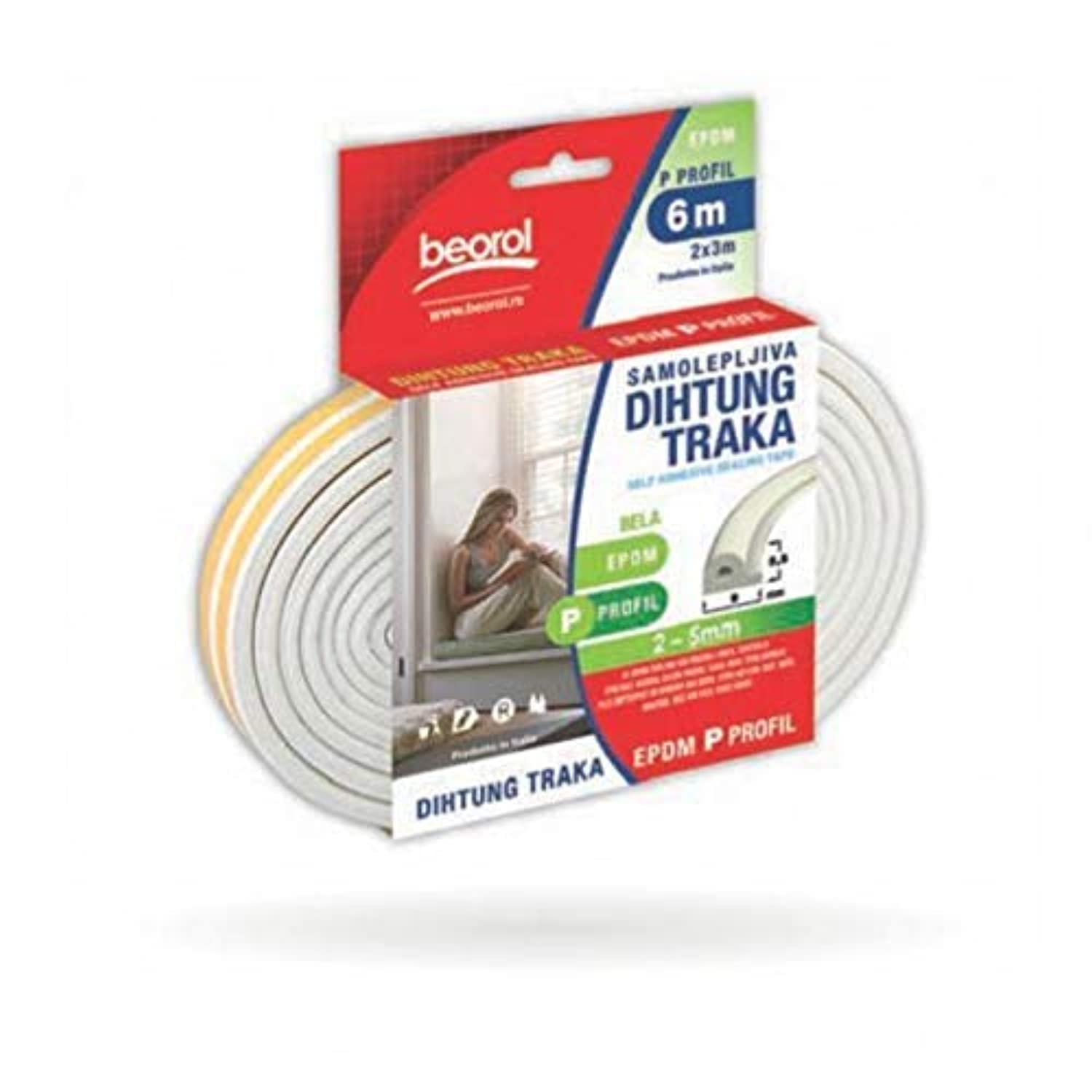 Beorol Self Adhesive Window And Door Sealing Tape White P Shape 6M
