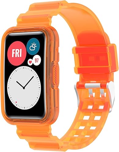 Chofit Compatible con Huawei Watch Fit Band con funda, correa protectora de gelatina transparente para reloj Huawei, compatible con reloj inteligente