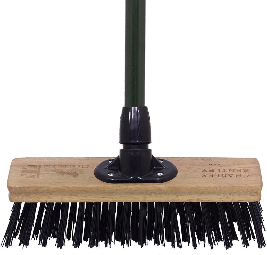 CHARLES BENTLEYCharnwood 12" Stiff PVC Broom for Garden & Outdoor Maintenance Premium Brushware Green FSC Wood
