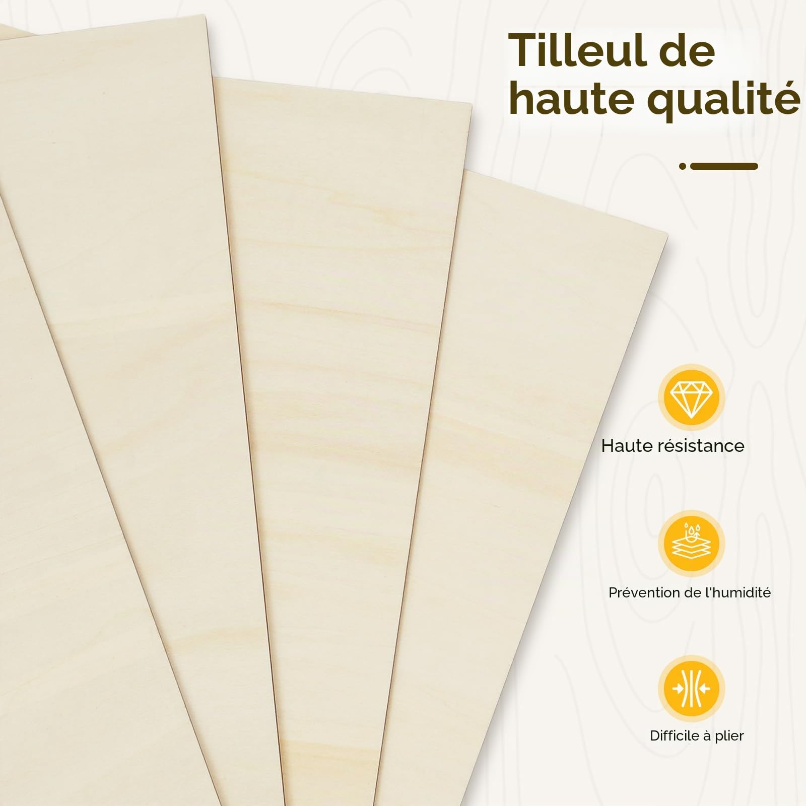 30 PièCes Contreplaqué 3mm - Feuilles De Bois De Tilleul 40 X 40cm - Panneau Feuille DéCoupe Laser - Bois Non Traité - Contreplaqué