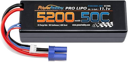 Miniatura 3 de PowerHobby 3S 11.1V 5200mAh 50C Lipo Batería Hardcase w EC5 Plug 3-Cell Compatible con Vaterra ECX ProBoat Losi