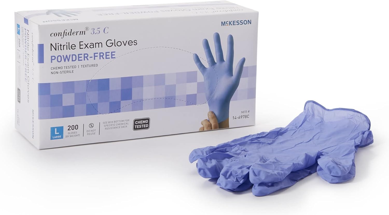 McKesson Confiderm 3.5C Nitrile LatexFree LG Exam Gloves