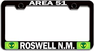 Makoroni - Area 51 Roswell N.M. Alien Black Metal License Plate Frame Tag Holder, #n16