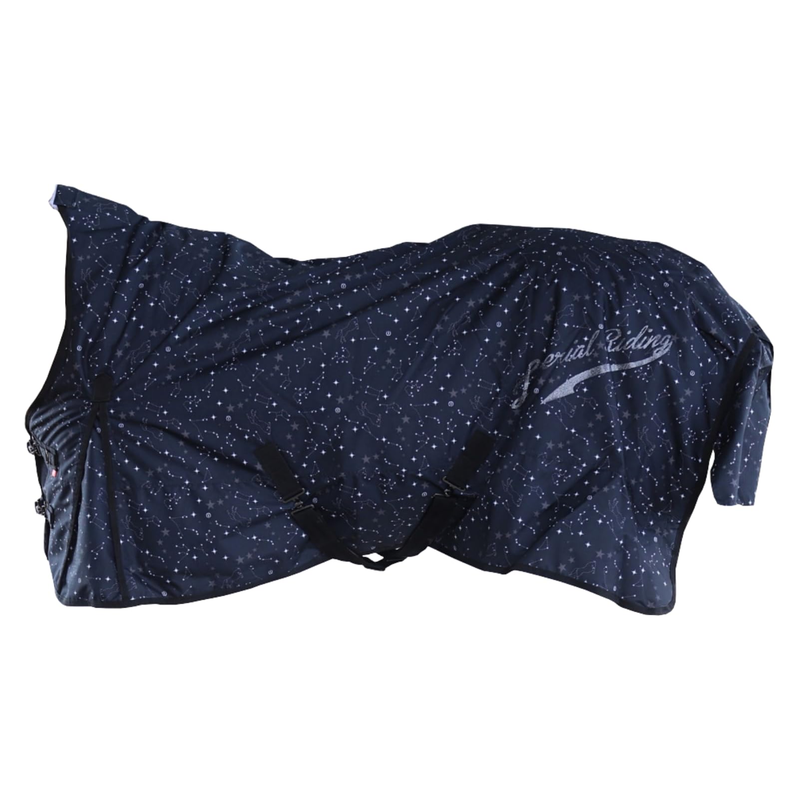 Imperial Riding - Outdoordecke 600D IRHSuper-Dry Stardust – als Regendecke, Übergangsdecke & Winterdecke – wasserdichte Weidedecke mit Fleece-Futter – Pferdedecke in Schwarz – 125cm