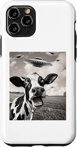 iPhone 11 Pro Alien UFO Funny Cow Graphic Tee Case