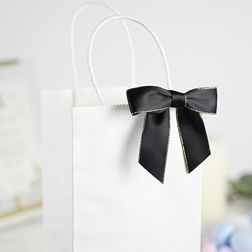 Miniatura 8 de AIMUDI Lazos negros para manualidades, lazos prefabricados de 3.5 pulgadas para envolver regalos, lazos para bolsas de golosinas, pequeños lazos