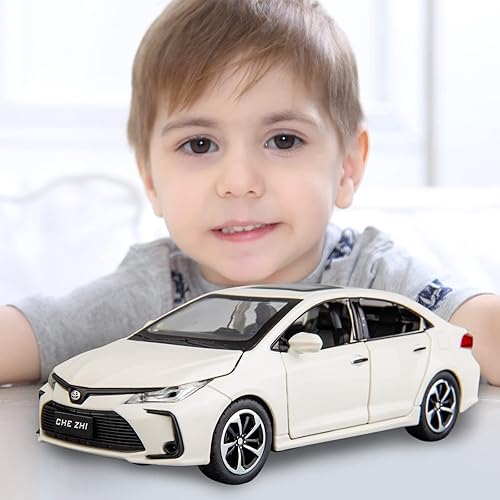Miniatura 6 de BDTCTK Compatible con Toyota Corolla modelo 132 automóvil de juguete de aleación de zinc con sonido y luz para niños y niñas color blanco