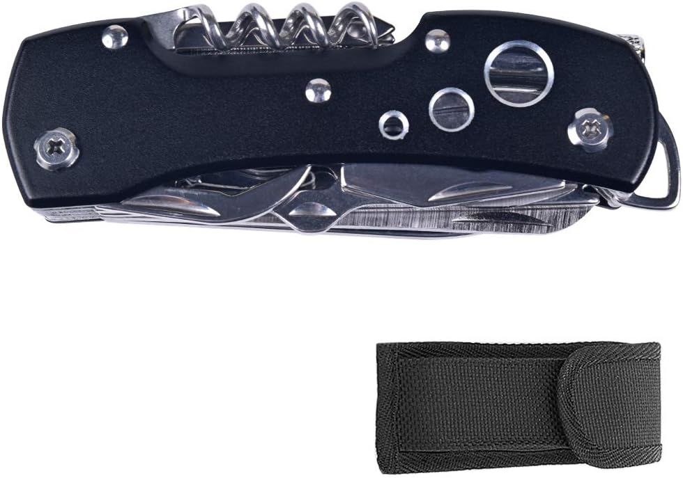 Multi Function With LED Light Folding Tool Outdoor Tactical Survival Training Army Knives Travel Portable Pocket Knife Pocket Hunting Camping Survival Knife Essential Tool Multipurpose Daily Household, Black