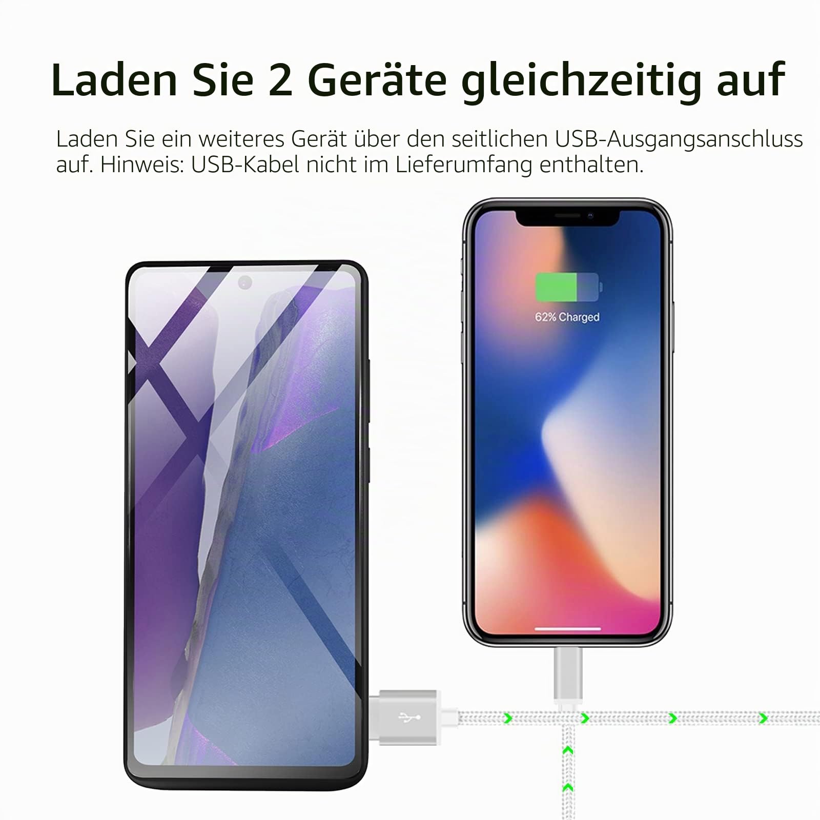 Akkuhülle für Samsung Galaxy S20 FE mit Ständer, 5000 mAh, schlank, tragbar, wiederaufladbar, erweitertes Akku-Ladegerät, Powerbank, Galaxy S20FE 5G, Ladehülle, 15,7 cm (6,2 Zoll), mit Displayschutz,