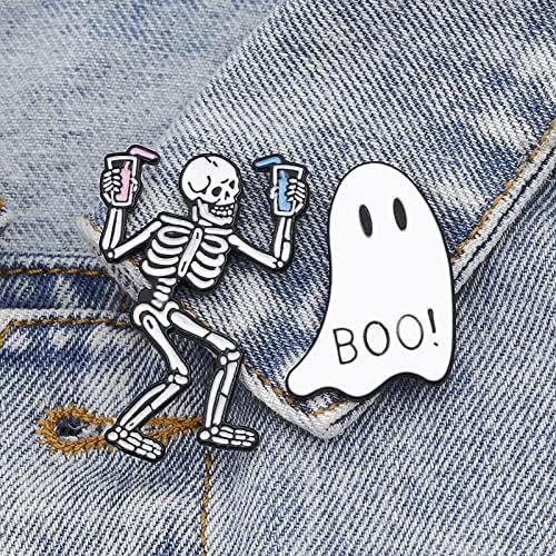 Cartoon Retro Brooch, Halloween Skull Badge Corsage Costume Ornament