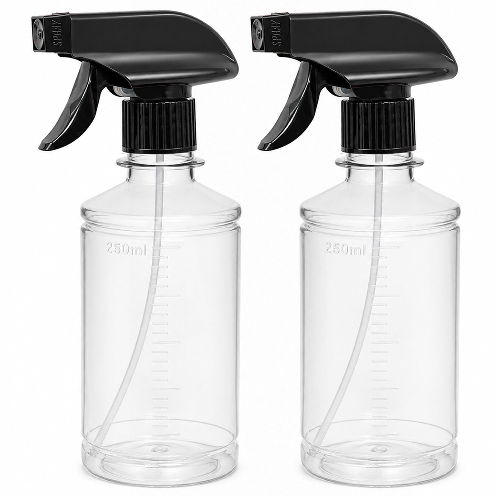 Lafefe 2 PCS 250ml Clear Empty Spray Bottles, Small Water Spray Bottle with Black Nozzle, Adjustable for Hair, Cleaning, Gardening & Plant Care