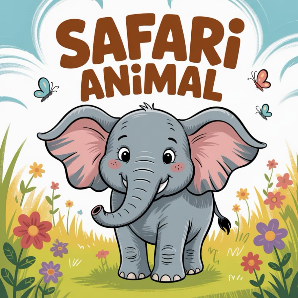Safari Animals – Bold & Easy Coloring Book: 50 Ausmalbilder – 8,5 x 8,5 Zoll – Für Kinder