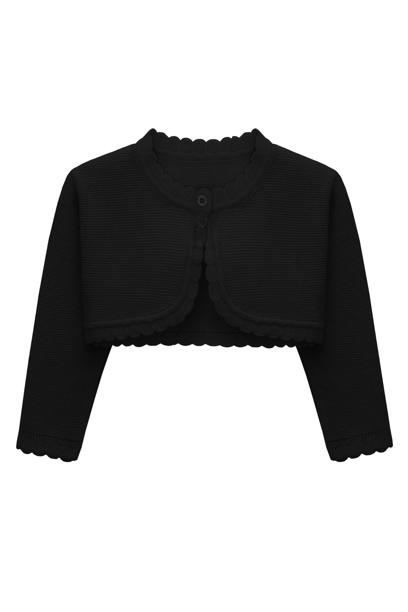 Lilax Girls Black ' Long Sleeve Cardigan Knit Button Closure Bolero Shrug (, 2-3T)