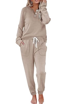 WIHOLL Two Piece Outfits for Women Lounge Sets Button Down Sweatshirt Sweatpants Sweatsuits Set with Pockets