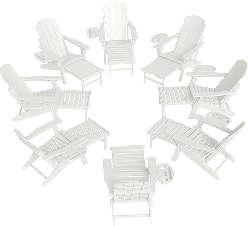 Miniatura 59 de FOOWIN Adirondack - Silla Adirondack con otomana retráctil, silla Adirondack plegable ajustable de polietileno de alta densidad con bandejas 4 en 1