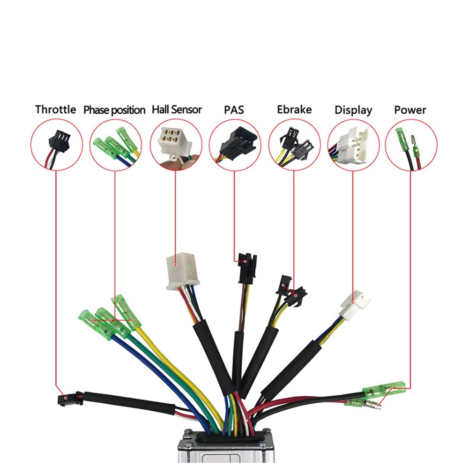 Kit de pilote de moteur électrique 36 V/48 V 250 W Moteur électrique sans balais 7 A avec KT -LCD5 Panneau d'affichage Capteur de capteur pour vélo électrique