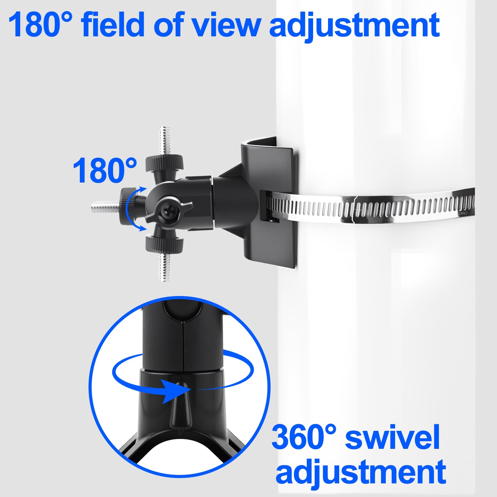 Support pour Eufycam 2 2C 2C Pro 3 3C 1 E Arlo Ultra 2 Pro 2 3 4 Reolink Aosu et autres avec Trou de Vis 1/4" Réglable Support avec 4 Boucles pour Caméra Eufy Montage sur Poteau Extérieur Noir