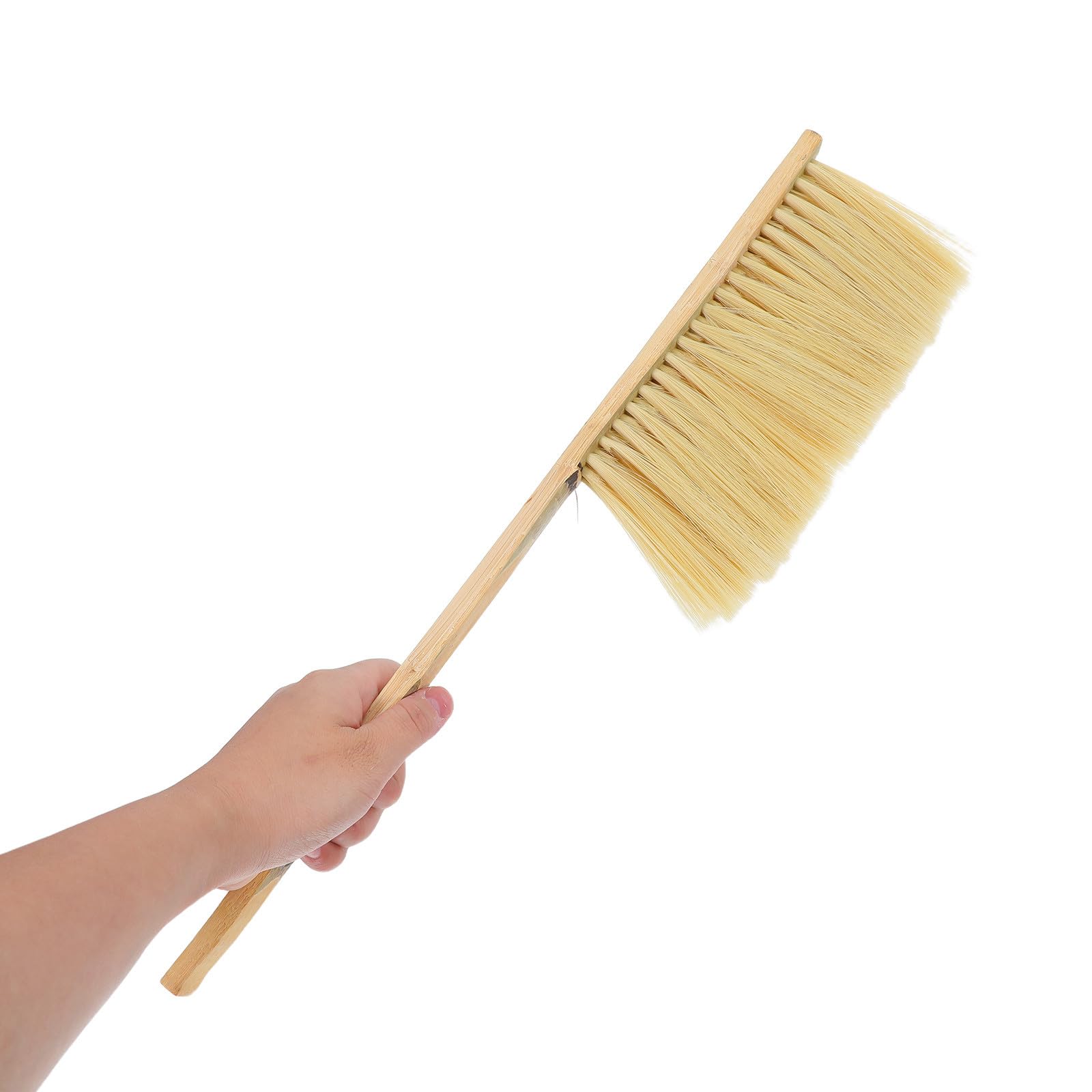 UPKOCH Spazzola per Scopa a Mano: Spazzola per la Pulizia della casa con Manico in bambù per Auto, Letto, mobili, Vestiti, Giardino, Divano, 45 cm