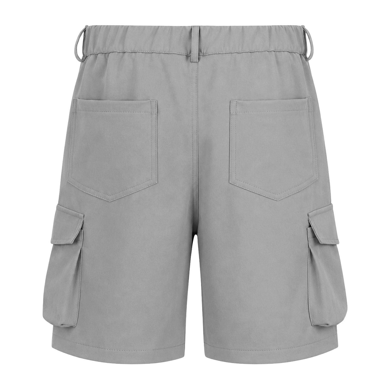Generisch Kurze Hose Mädchen Sommer Bermuda Cargo Shorts Hohe Taille Cargoshorts mit Elastischem Bund und Taschen Wandershorts Einfarbige Knöpfen Stoffshorts Stretch Casual Cargohose Outdoor Golfhose