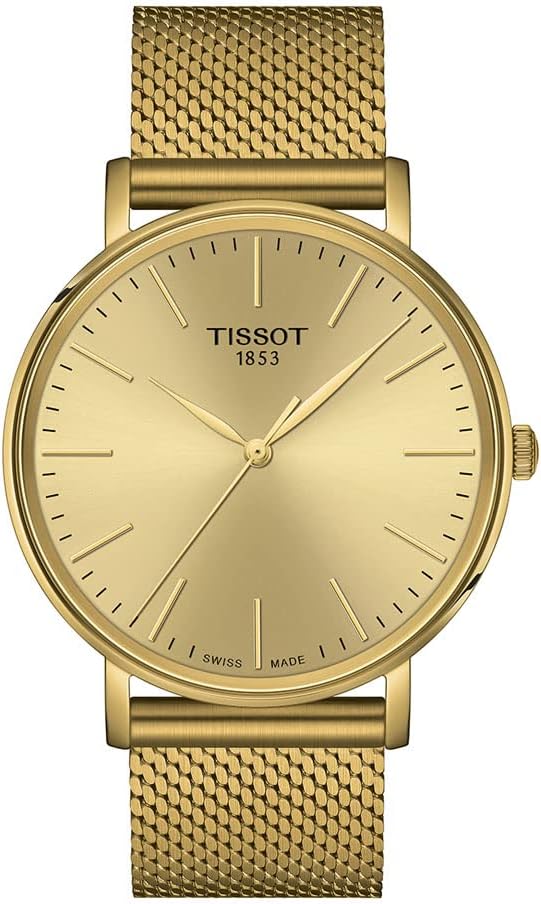 Mens Everytime Gent 316L Stainless Steel case with Yellow Gold PVD Coating Quartz Watch, Yellow, Stainless Steel, 20 (T1434103302100), Gold