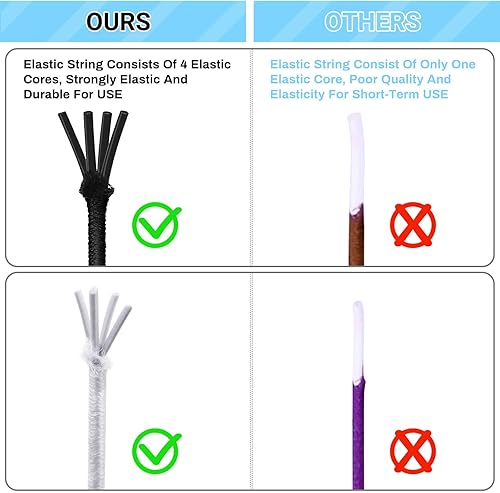 Miniatura 4 de selizo - Paquete de 2 cuerdas elásticas para pulseras, collares, cuentas, fabricación de joyas y costura (0.047 in, 109 yardas, negro y blanco)