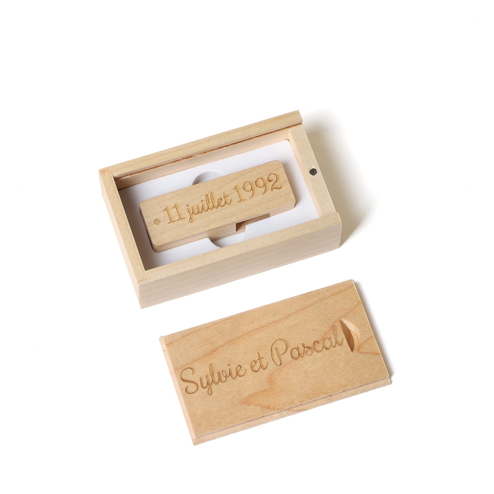 Chiavetta USB con incisione personalizzata, Chiavetta USB in legno massello con incisione regalo personalizzata per matrimoni, lauree, compleanni, festa del papà, festa della mamma (256G, Maple)