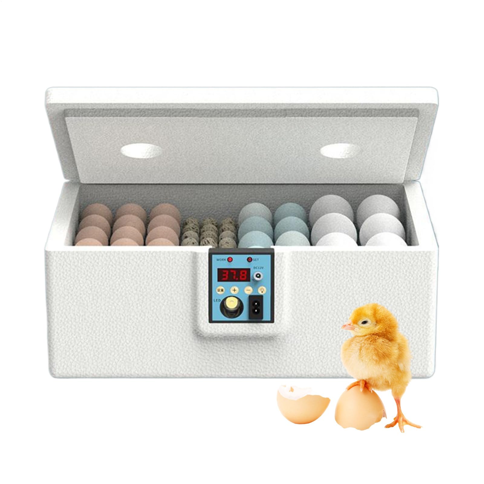 Incubadora Huevos Gallina Automatica Profesional, Incubadora para Huevos De Gallina Capacidad 10-25 Unidades, Criadora Avícola Inteligente con Volteo para Uso En Laboratorios Y Aulas