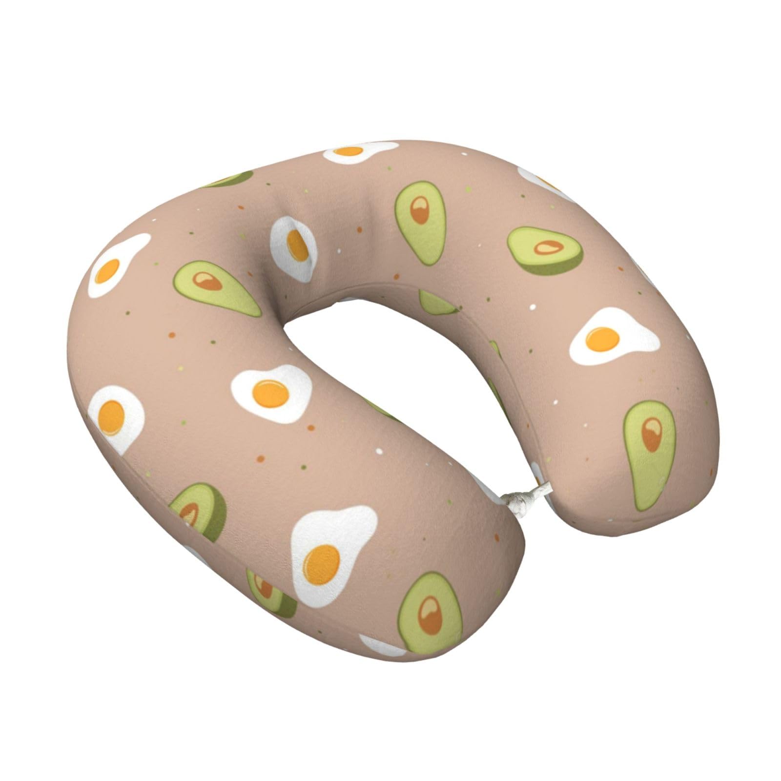 LKYMOH Egg And Avocado, Travel Neck Pillow U-Shaped Memory Neck Support Soft Comfortable With Washable Cover For Airplane Car Traveling and Office