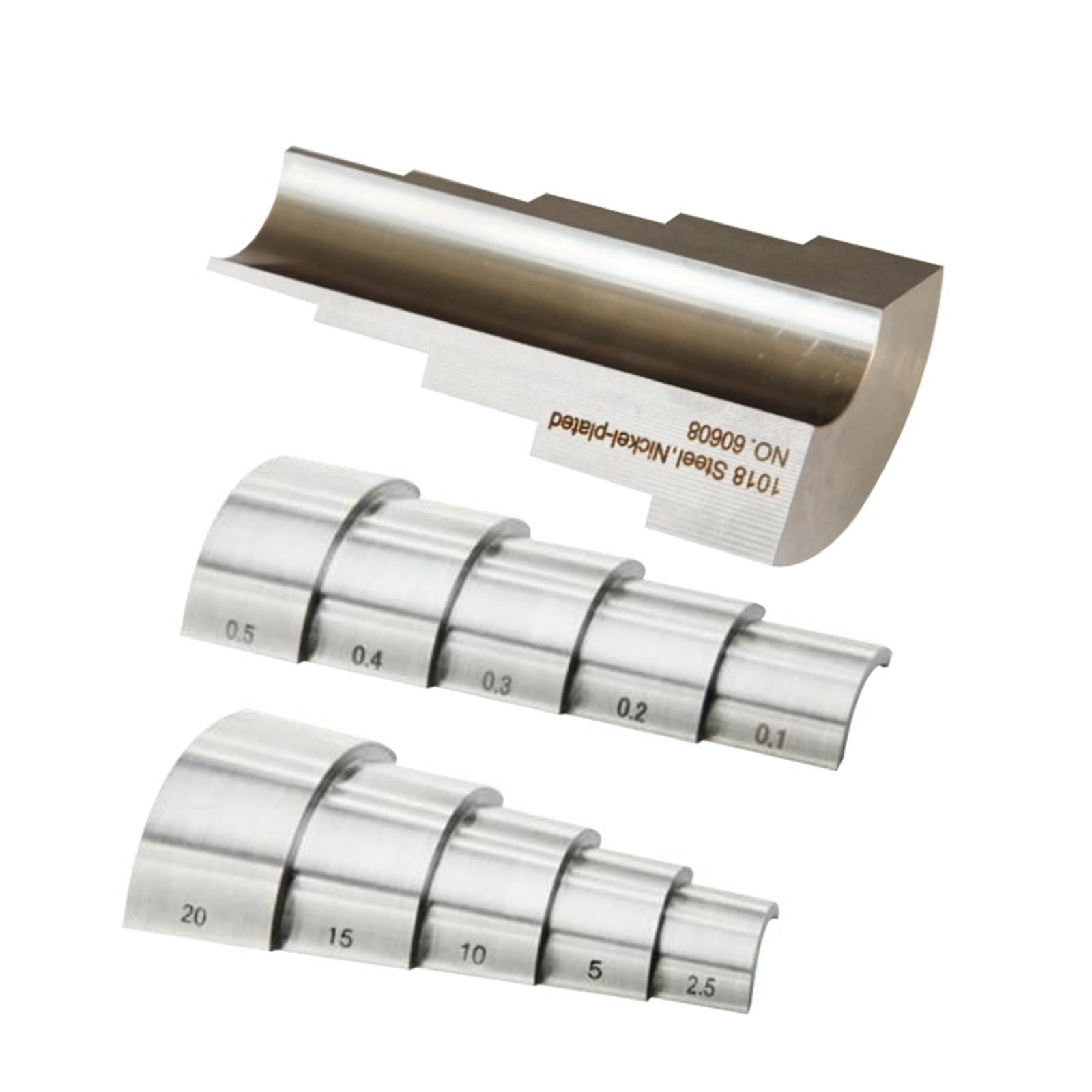 Bloque patrón, Bloque de prueba calibración paso curvo ultrasónica redondo 5 pasos for medidor espesor ultrasónico 0.100" .200" .300" .400" .500"(2.5-20mm Steel)