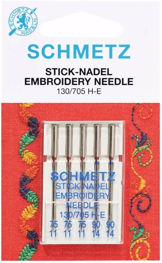 SCHMETZ | 5 Sewing Machine Needles | Embroidery | 130/705 H-E | Size 75/11-90/14