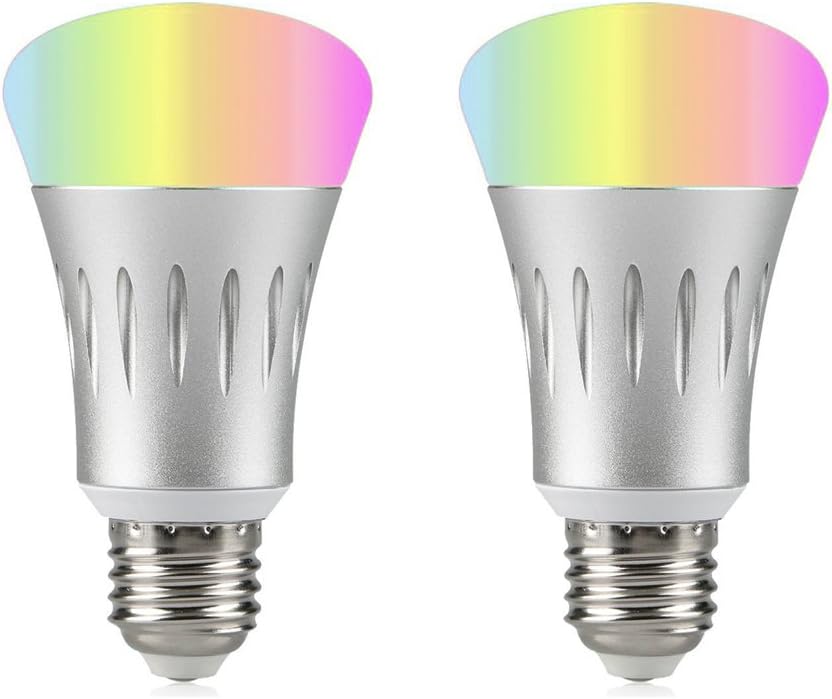 lawnko Wi-Fi Smart LED Light Bulb, Dimmable 60W Equivalent(7W), Smartphone Controlled Multicolored Color Changing Lights, No Hub Required, Work with Amazon Alexa (2 Pack)