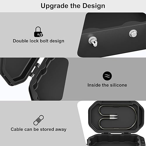 Miniatura 4 de Diyife Caja de seguridad portátil, caja de seguridad de viaje con código, cerradura de combinación de 4 dígitos, caja de seguridad antirrobo