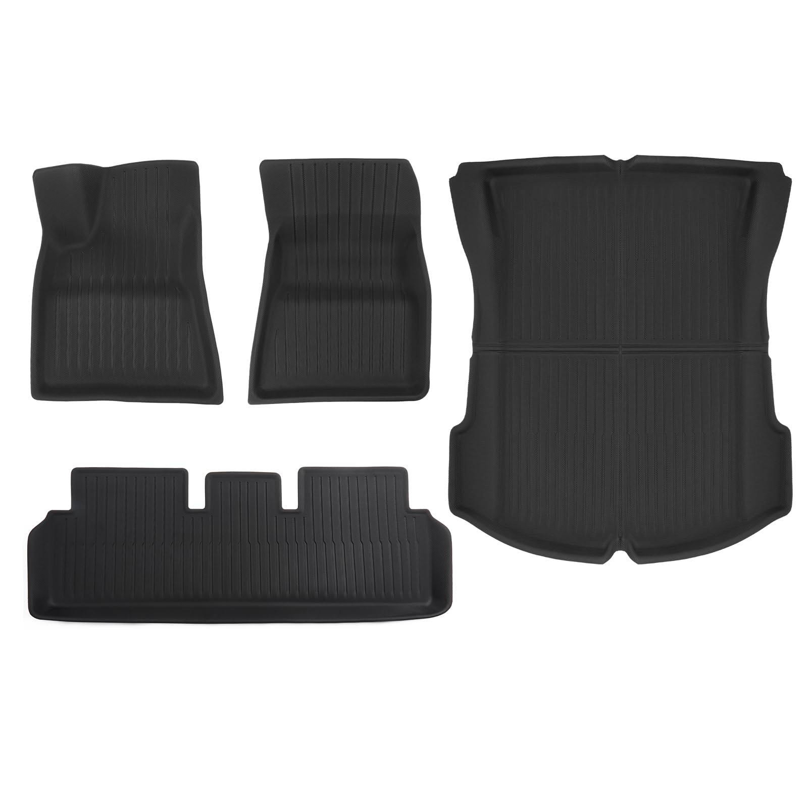 BASENOR 4PCS Tesla Model 3 Floor Mats 3D Interior Liners All-Weather Anti-Slip Waterproof Trunk Mat Cargo Liners Accessories Compatible with Model 3 2023 2022 2021
